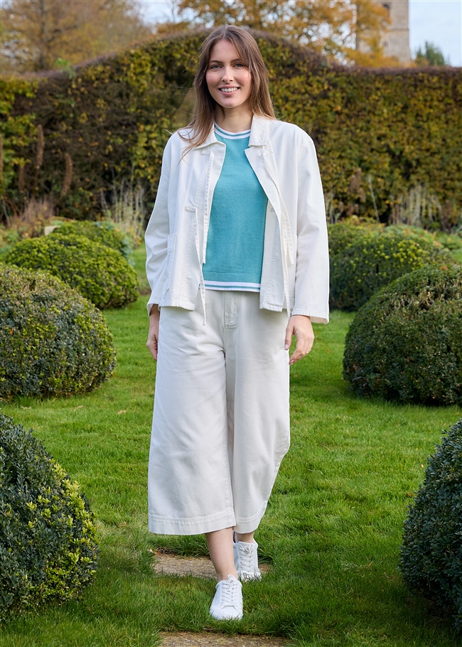 Cashmere Like Crew Neck Tipped Detail Jumper