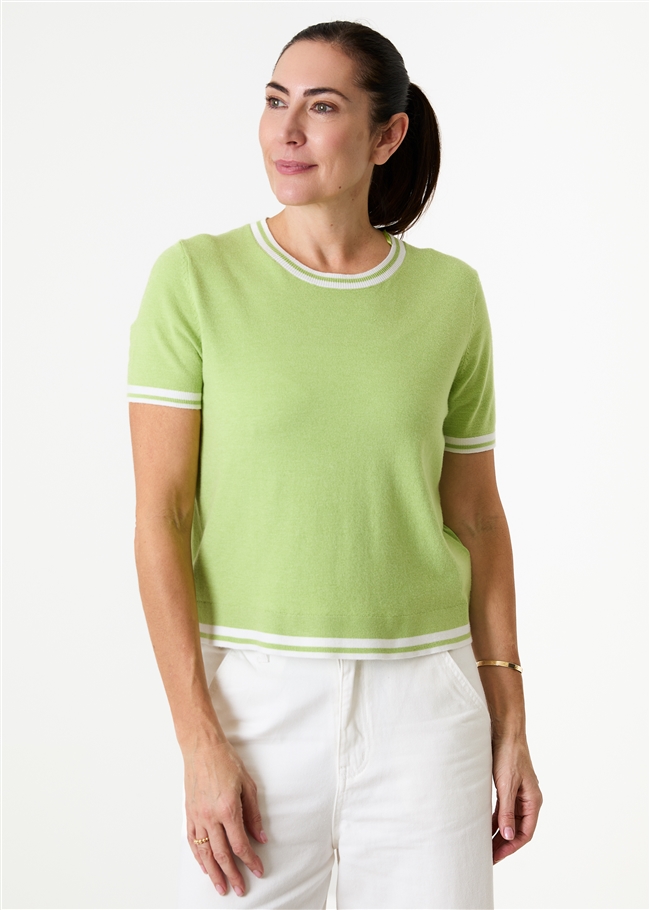 Cashmere Like Crew Neck Tipped Detail Jumper