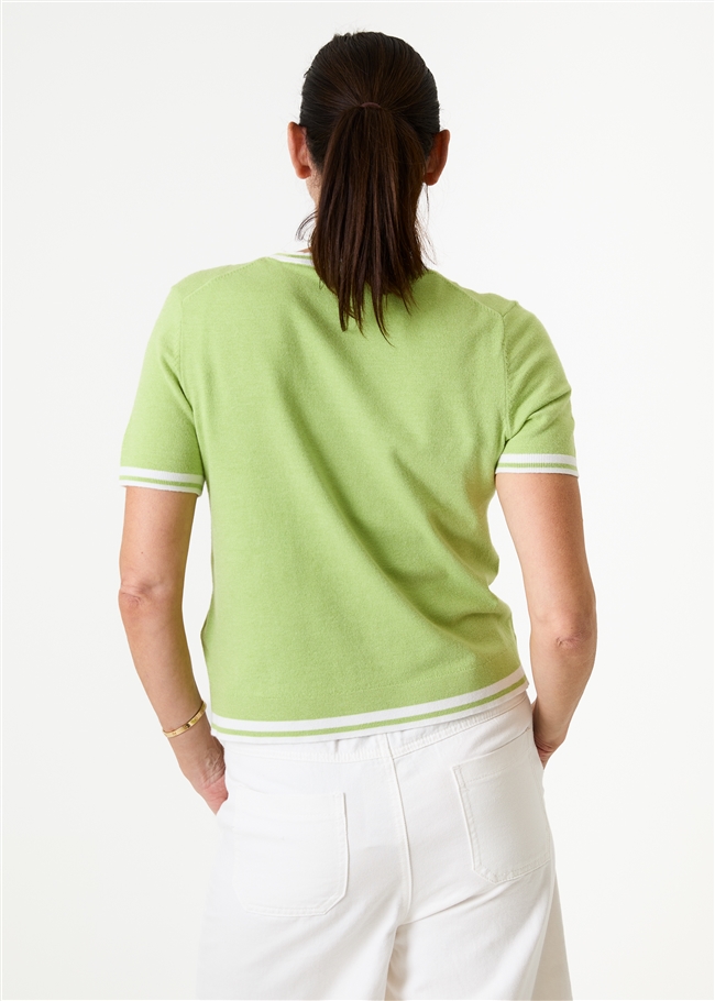 Cashmere Like Crew Neck Tipped Detail Jumper