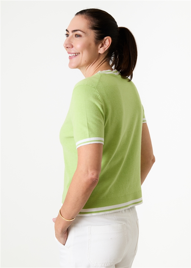 Cashmere Like Crew Neck Tipped Detail Jumper