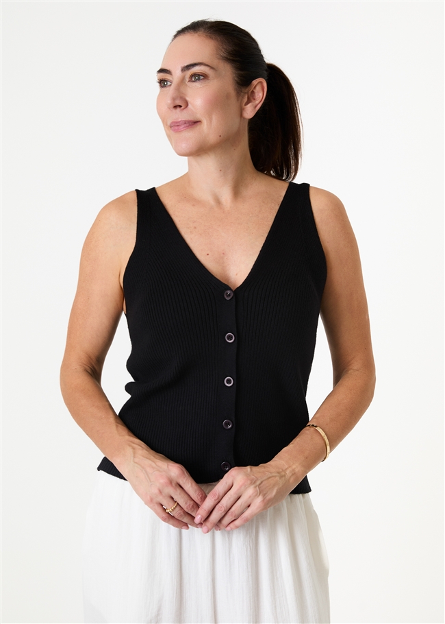 Cashmere Like v Neck Button Through Knitted Vest