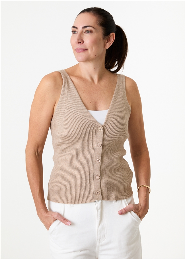 Cashmere Like v Neck Button Through Knitted Vest