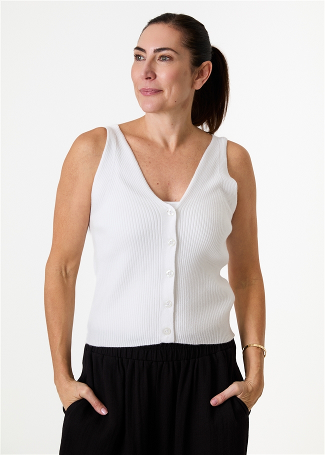 Cashmere Like v Neck Button Through Knitted Vest