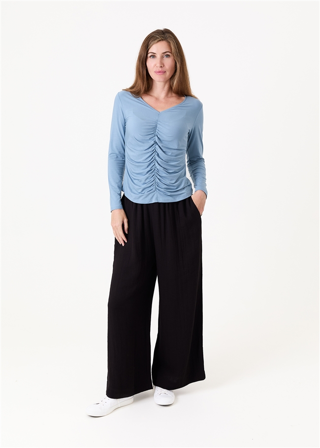 Ripple Elastic Waist Palazzo Pants