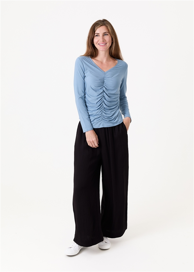 Ripple Elastic Waist Palazzo Pants