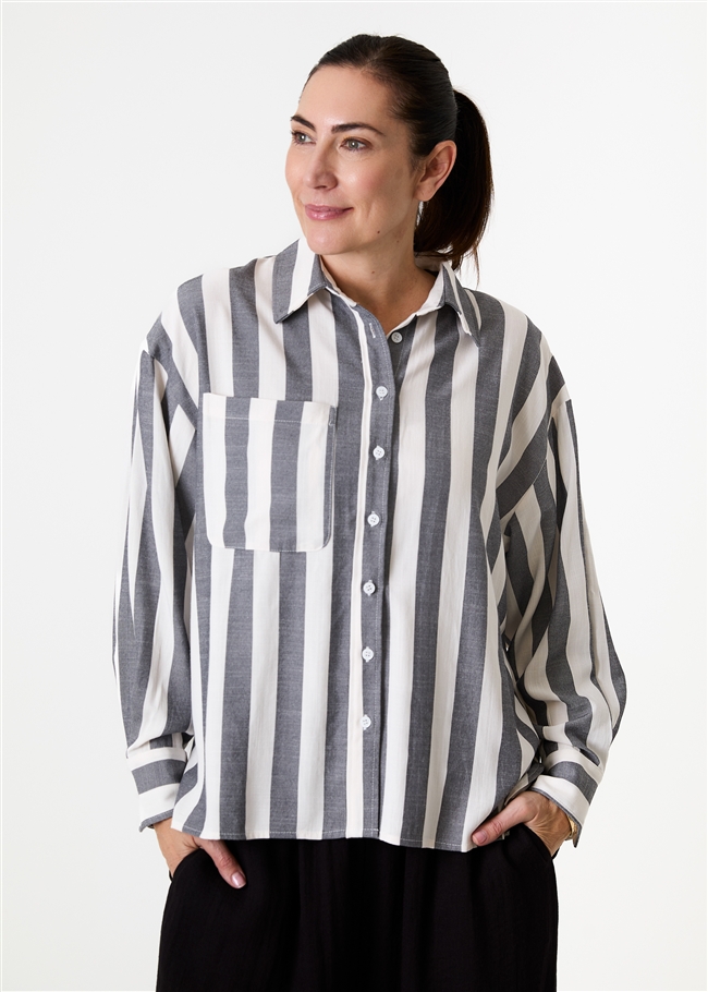 Wide Stripe Patch Pocket Shirt