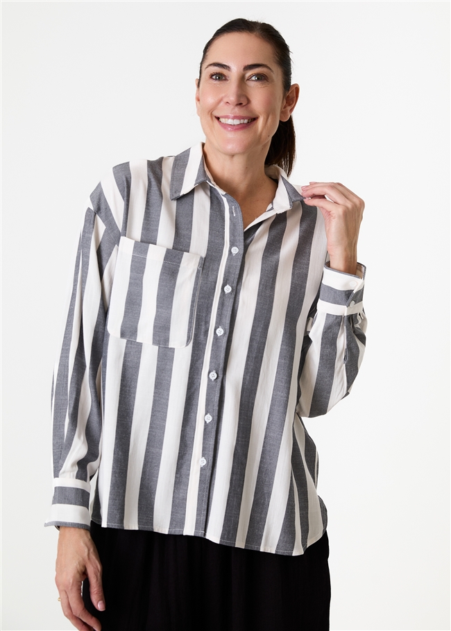 Wide Stripe Patch Pocket Shirt