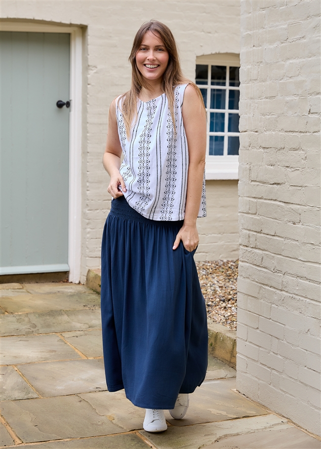 Zig Zag Embroidery Keyhole Back Vest Top