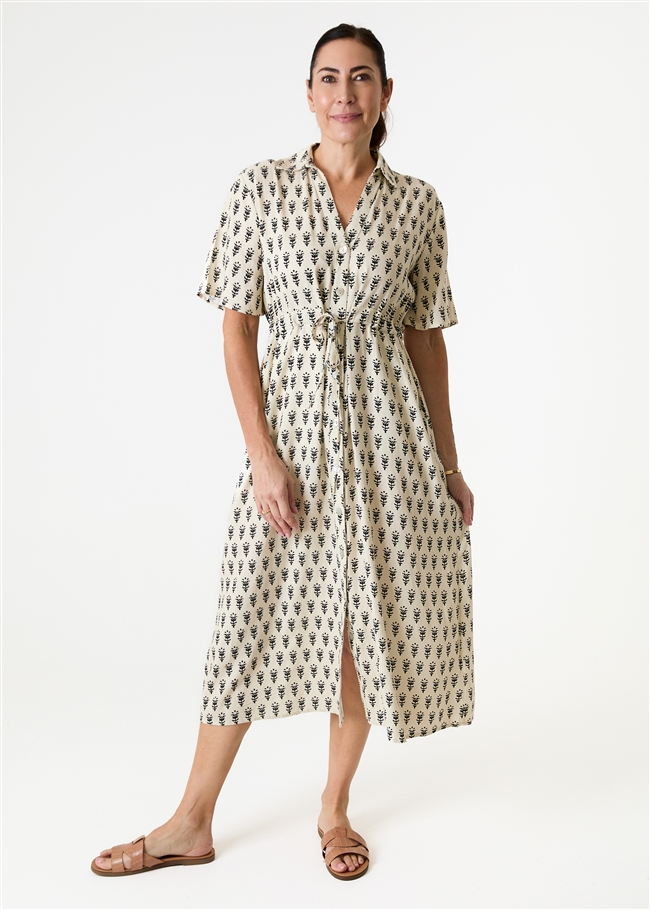 Dainty Floral Block Print Button Through Shirt Dress