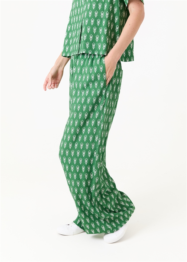 Dainty Floral Block Print Elastic Waist Palazzo Pants