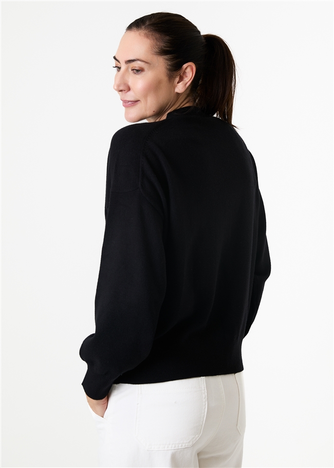 Cashmere Like Dropped Shoulder v Neck Crop Cardigan