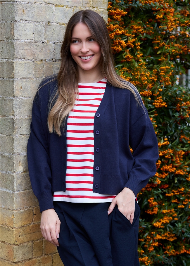 Cashmere Like Dropped Shoulder v Neck Crop Cardigan