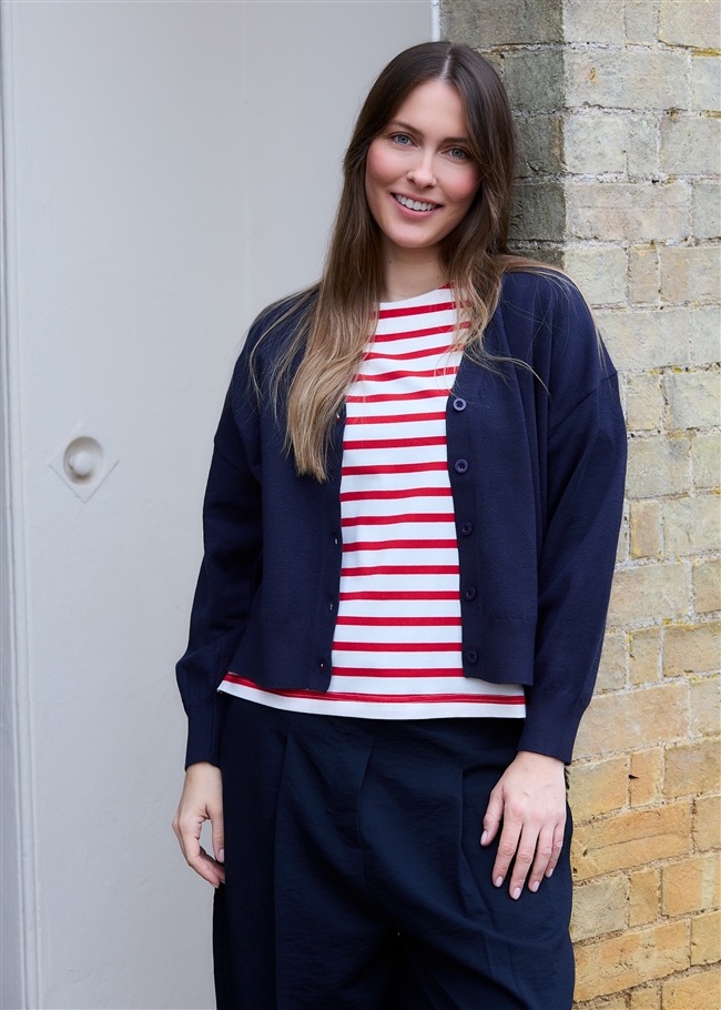 Cashmere Like Dropped Shoulder v Neck Crop Cardigan