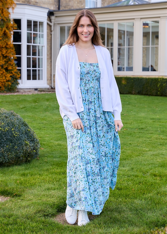 Cashmere Like Dropped Shoulder v Neck Crop Cardigan