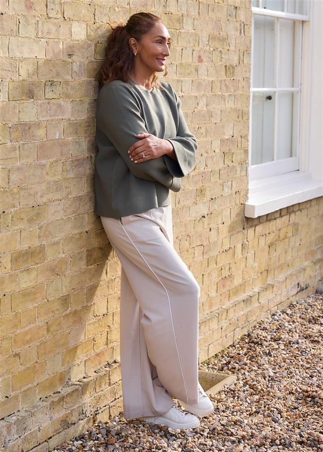 Cashmere Like Crew Neck Bell Sleeve Jumper