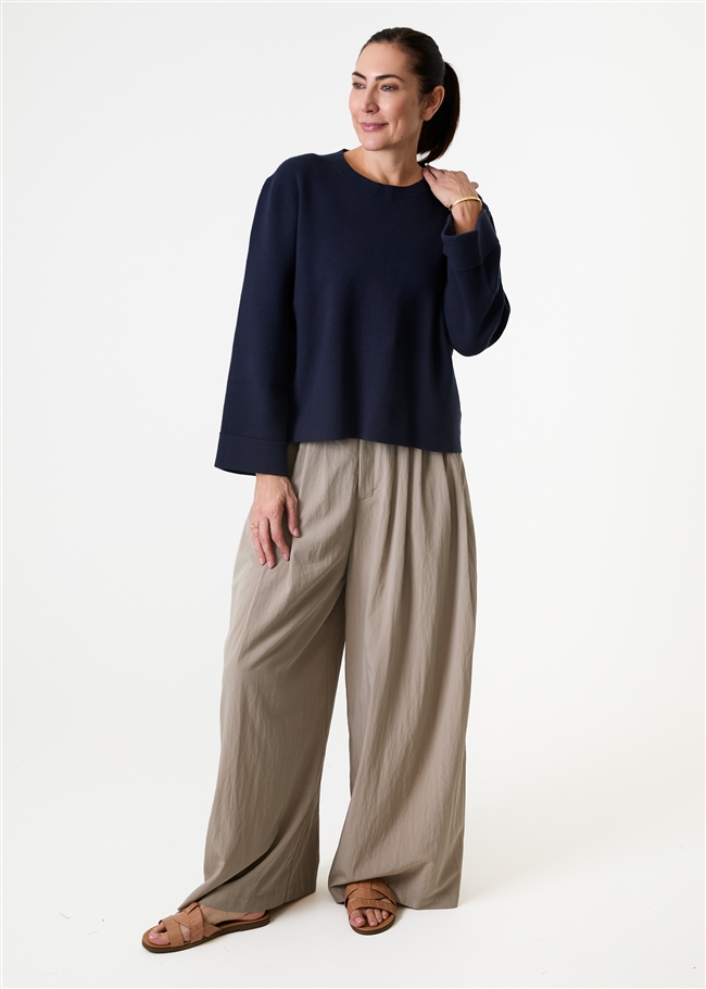 Cashmere Like Crew Neck Bell Sleeve Jumper