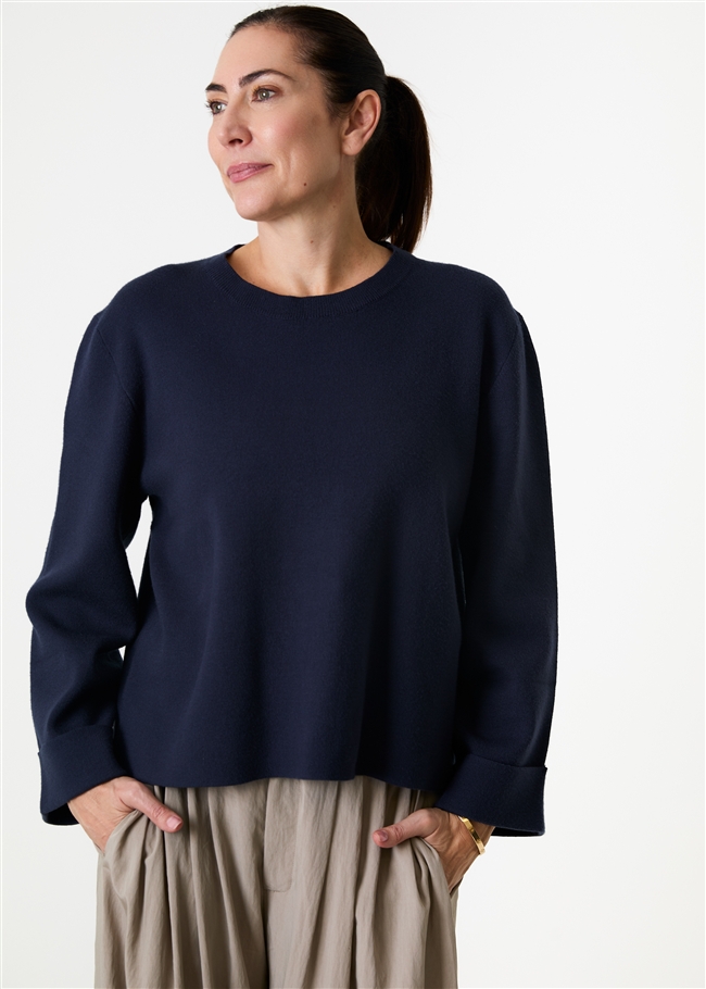 Cashmere Like Crew Neck Bell Sleeve Jumper