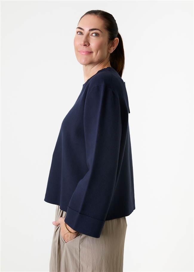 Cashmere Like Crew Neck Bell Sleeve Jumper