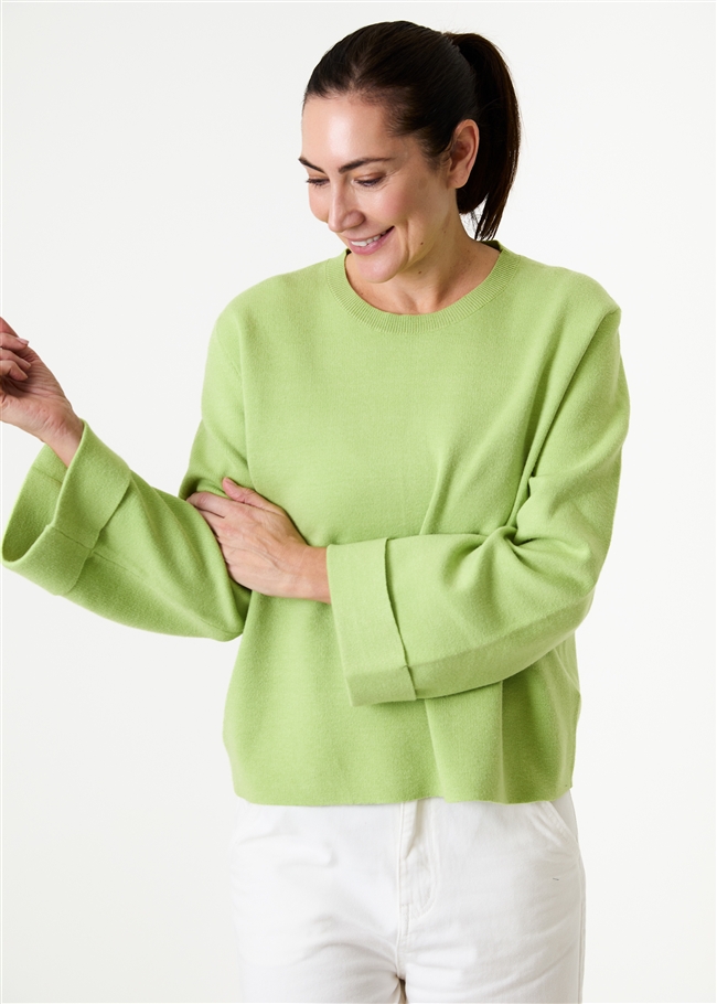 Cashmere Like Crew Neck Bell Sleeve Jumper