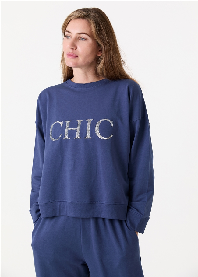 Chic Sequin Crew Neck Sweatshirt