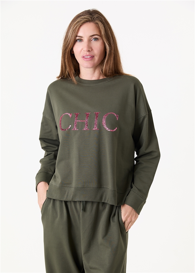 Chic Sequin Crew Neck Sweatshirt