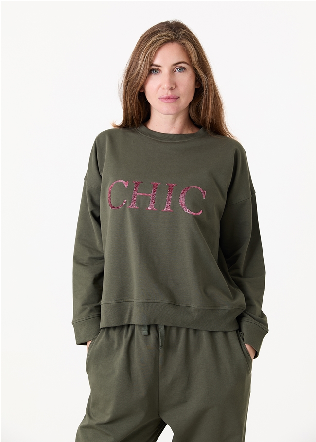 Chic Sequin Crew Neck Sweatshirt