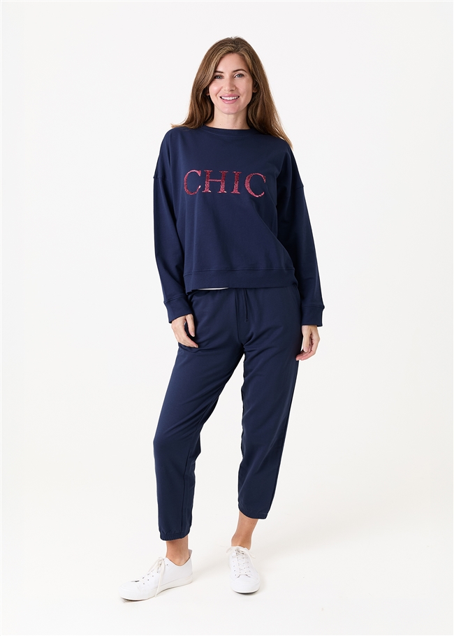 Chic Sequin Crew Neck Sweatshirt