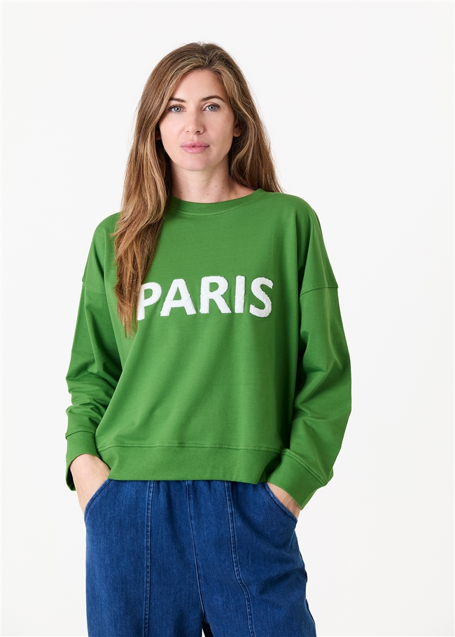 Paris Embroidery Crew Neck Sweatshirt