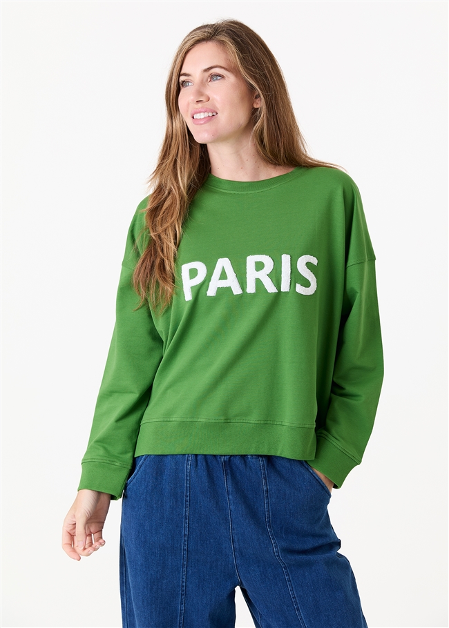Paris Embroidery Crew Neck Sweatshirt