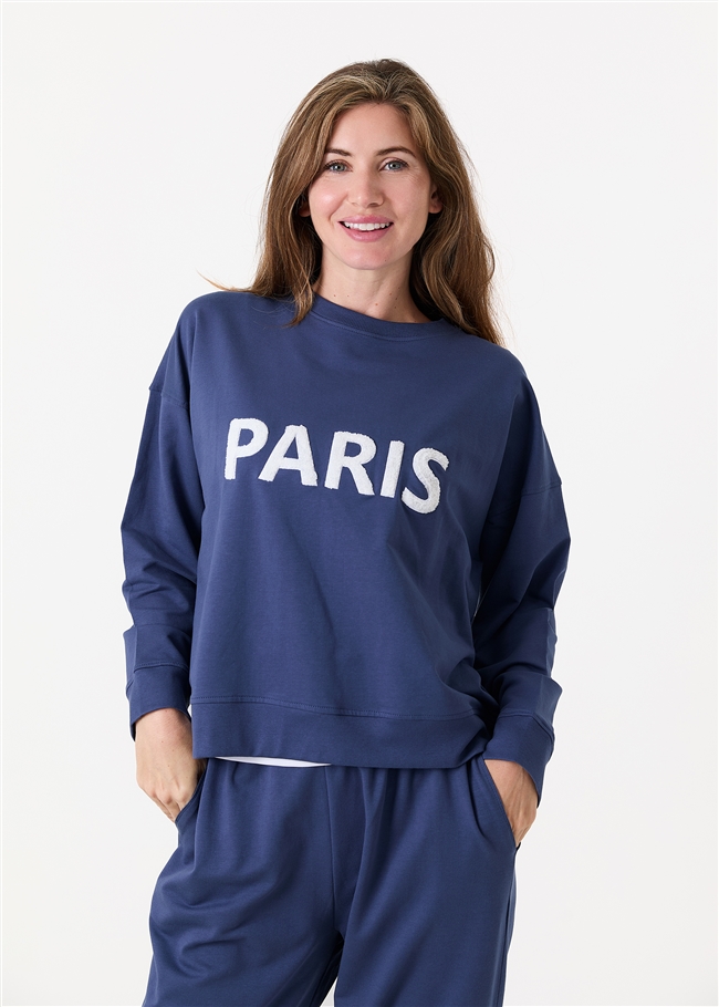 Paris Embroidery Crew Neck Sweatshirt