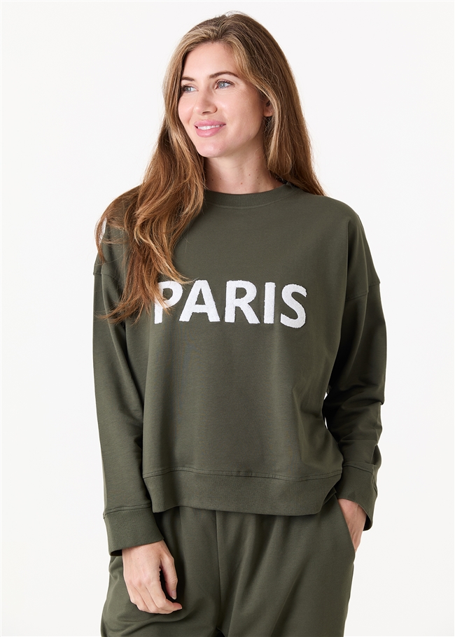 Paris Embroidery Crew Neck Sweatshirt