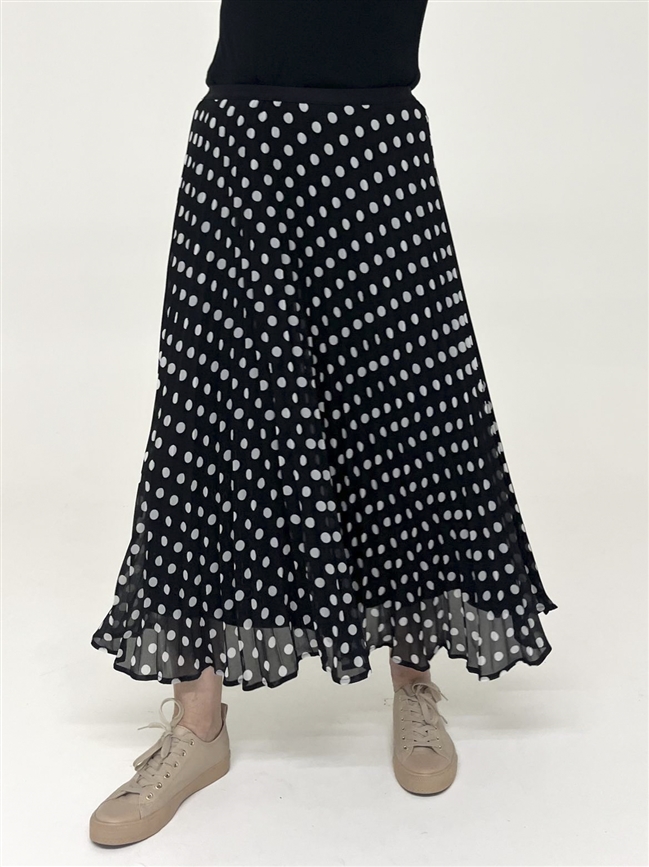 Polka Dot Chiffon Pleated Skirt