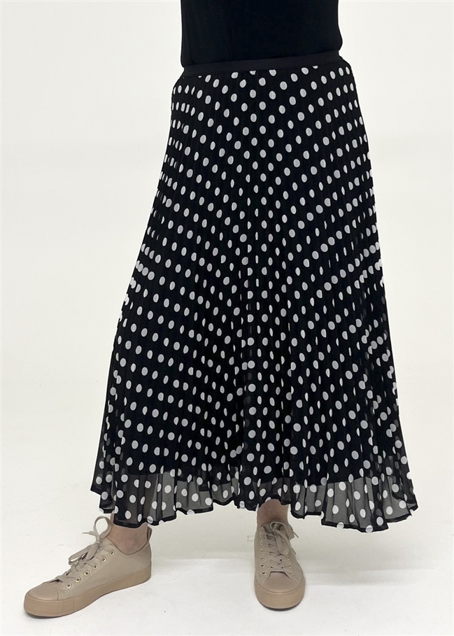 Polka Dot Chiffon Pleated Skirt