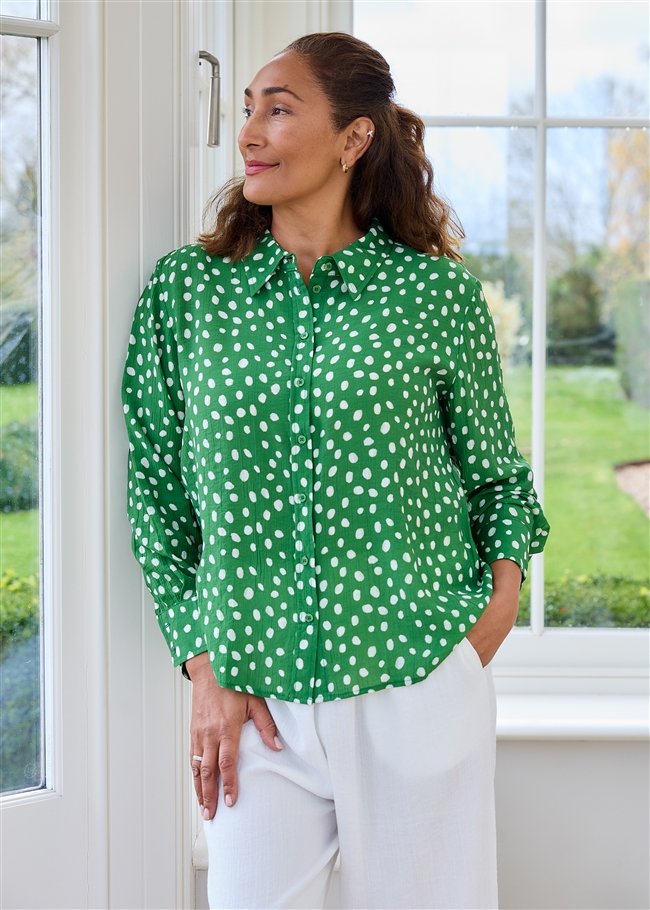 Smudge Spot Button Through Collar Shirt