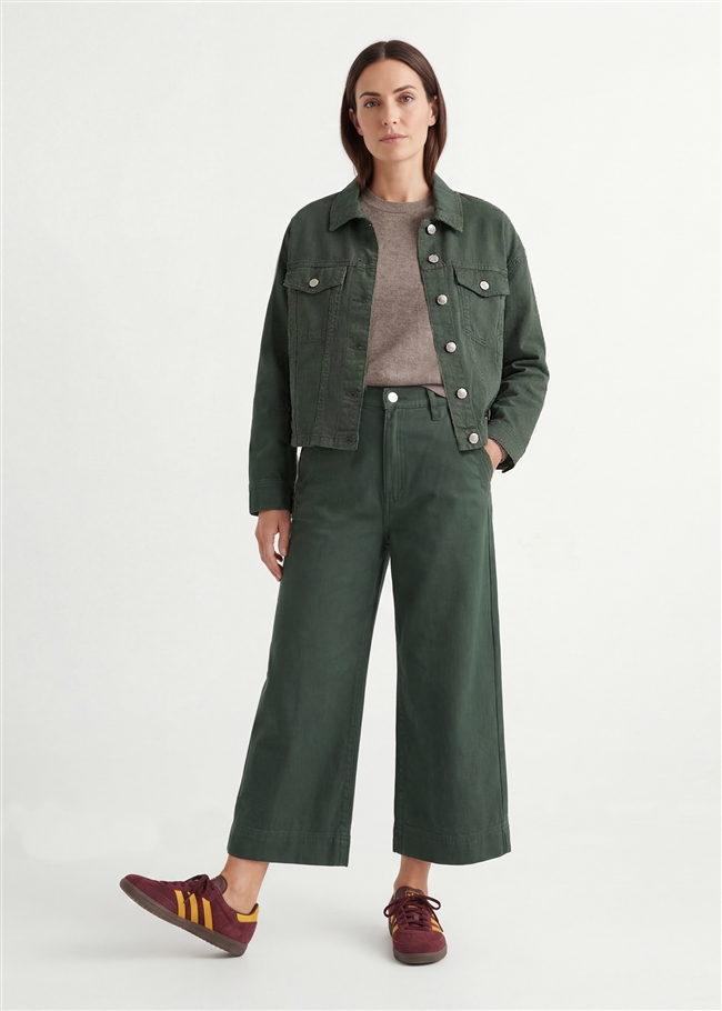 Cotton Twill Boxy Collar Jacket