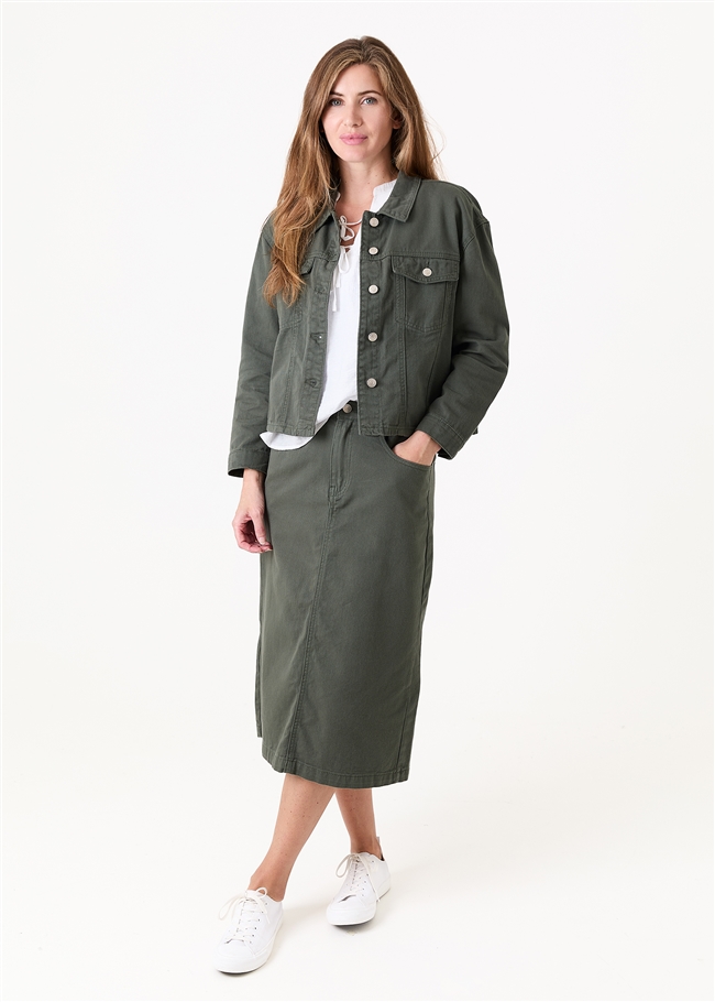 Cotton Twill Boxy Collar Jacket
