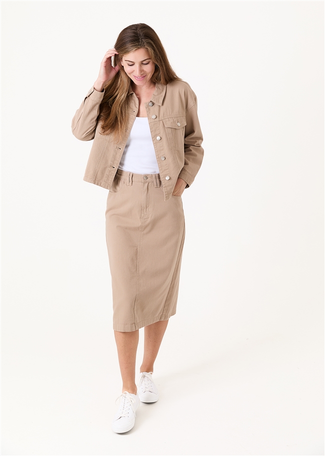 Cotton Twill Boxy Collar Jacket