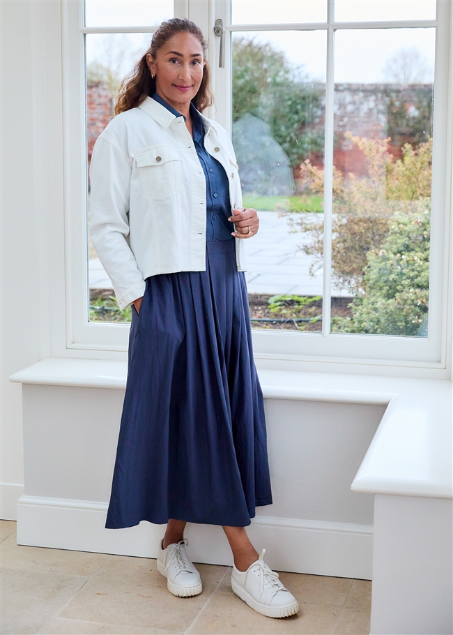 Cotton Twill Boxy Collar Jacket
