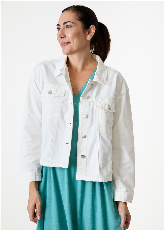 Cotton Twill Boxy Collar Jacket