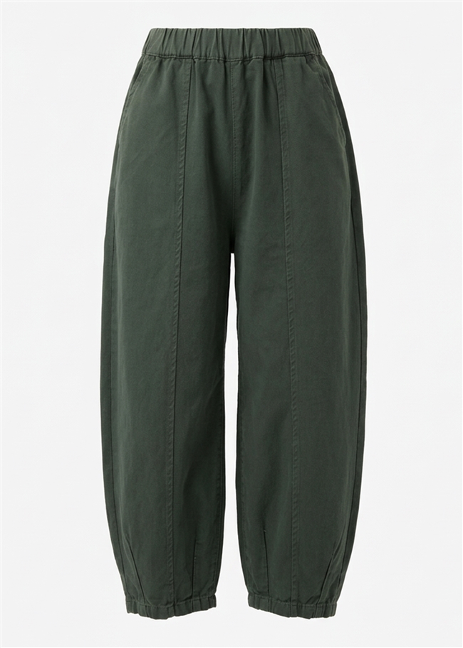 Cotton Twill Barrel Leg Trouser
