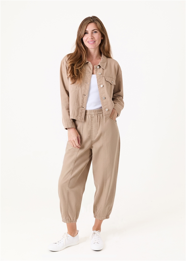 Cotton Twill Barrel Leg Trouser