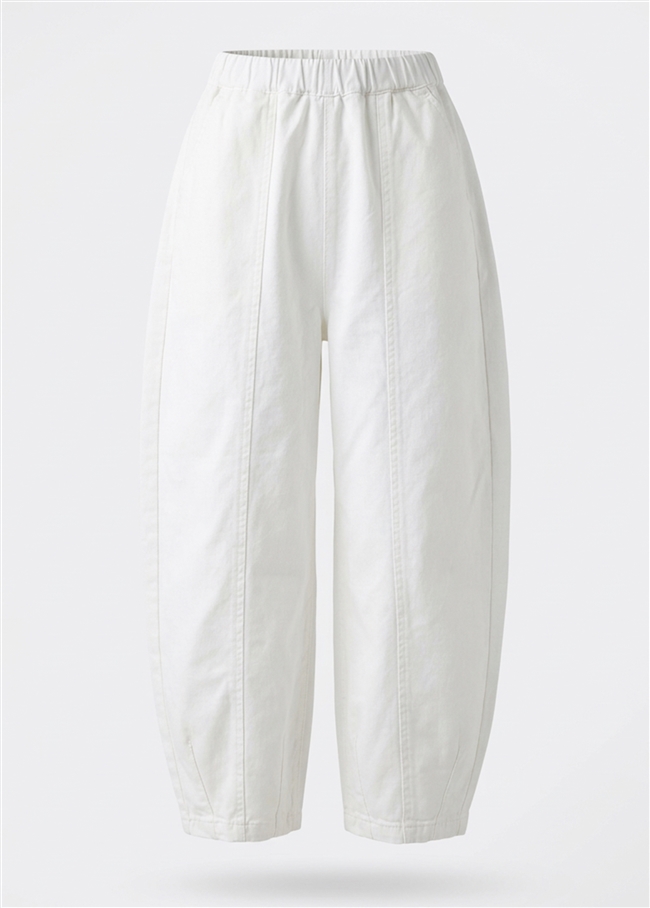 Cotton Twill Barrel Leg Trouser