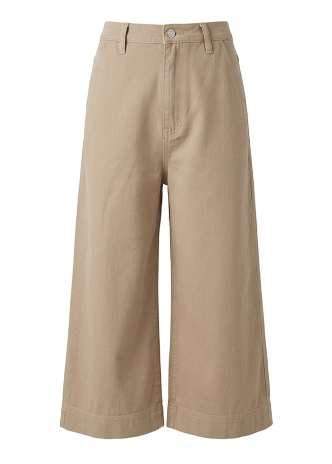 Cotton Twill Cropped Wide Leg Elasticated Back Jean