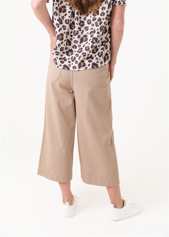 Cotton Twill Cropped Wide Leg Elasticated Back Jean