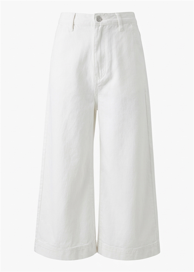 Cotton Twill Cropped Wide Leg Elasticated Back Jean