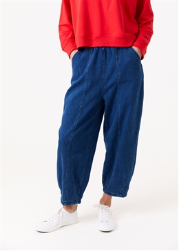 Denim Barrel Leg Trouser - Denim Blue - front view