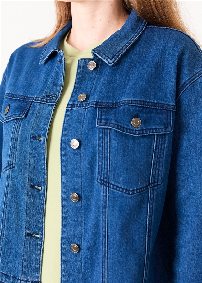 Denim Boxy Collar Jacket