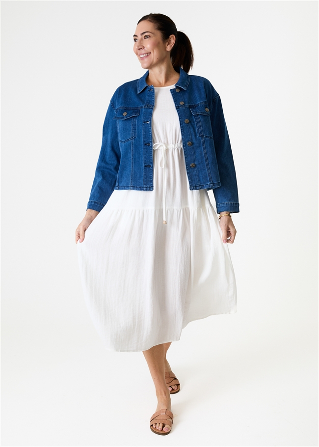 Denim Boxy Collar Jacket