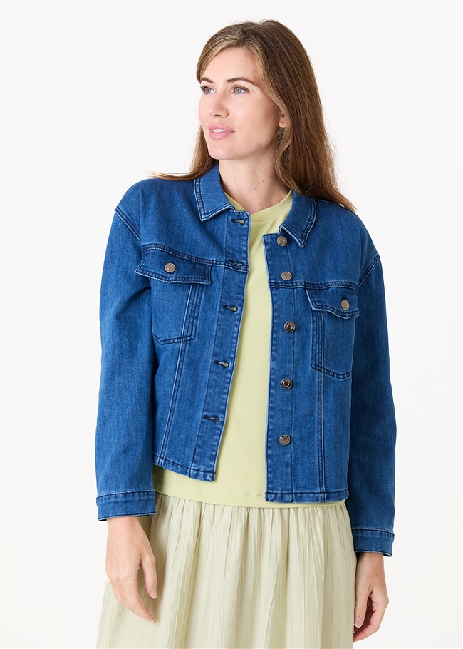 Denim Boxy Collar Jacket