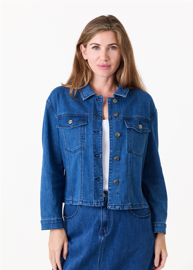 Denim Boxy Collar Jacket